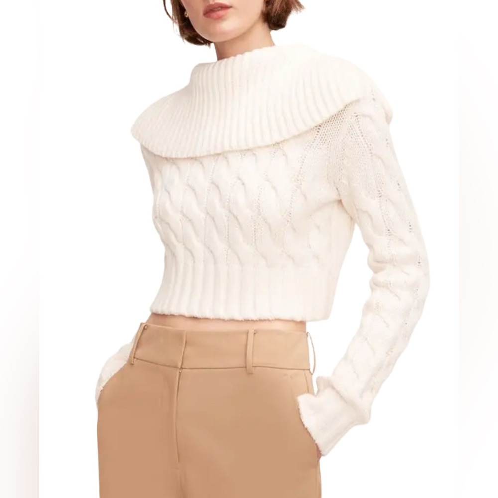 Rebecca Taylor NWT Merino Wool Cropped Chainette Pullover Sweater